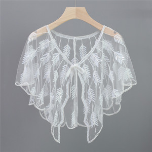 Elegante Capa <span class=keywords><strong>de</strong></span> Hombro con Lentejuelas Bordadas, Chal, Bufanda <span class=keywords><strong>de</strong></span> Poliéster, Diseño para Vestido <span class=keywords><strong>de</strong></span> <span class=keywords><strong>Fiesta</strong></span>, Accesorio - Product Image 6