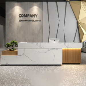 Comptoir de réception moderne en acrylique avec base métallique, design minimaliste, pour bureau, hall d'hôtel, salon de beauté - Product Image 6