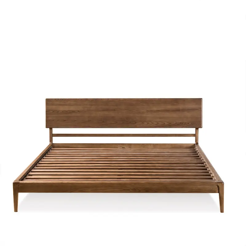 Juego de cama doble de madera maciza TPZ030, de alta calidad, con panel de cabeza alta, tamaño King o Queen, para dormitorio