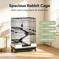 Cage à animaux multi-niveaux en métal sur roulettes pour lapin, cochon d'Inde, chinchilla, furet, écureuil, chaton