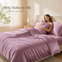 Vente en gros de linge de lit en soie de mûrier de luxe personnalisé pour la maison et l'hôtel, ensemble de 4 pièces