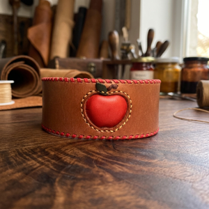 Highest Quality Handmade Leather Dog <b>Collar</b> With Knitted And Apple Embossed Design Manufacturer - Product Image 3