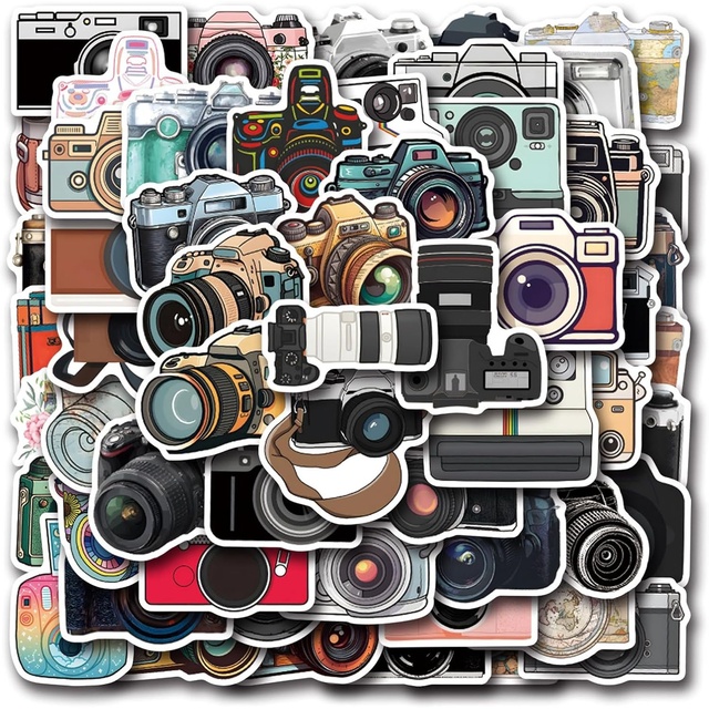 Camera Stickers for Water Bottle,55 PCS Passionate About Photography Decals,Waterproof Decals for Travel Case Laptop Guitar