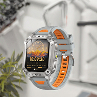 Nouvelle montre connectée sportive carrée avec écran IPS, batterie 1400 mAh, gel de silice, moniteur de fréquence cardiaque, suivi de la santé, fitness, lampe torche LED