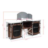 Mesa para acampar al aire libre, mesa plegable multifunción de aluminio para picnic, armario para parabrisas, jardín, cocina, mesa de cocina para eventos