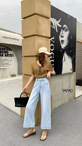<strong>Plus</strong> <strong>Size</strong> Women's Light Blue High Waisted Wide Leg Grandma Jeans Regular Fit Elastic Fabric Non-Fading All-Season Casual <strong>Denim</strong> - Product Image 3