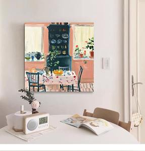 Nordique Ins plante fleur salon peinture décorative Niche Art abstrait salle à manger murale lumière Style français chambre toile - Product Image 6