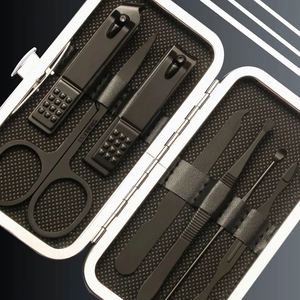 Cadeaux IStapromo, logo personnalisé, ensemble de coupe-ongles en acier inoxydable noir 7 en 1, kit de pédicure, étui de voyage, ensemble de manucure - Product Image 3