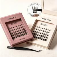 ZM LASHEE Extensions de cils DIY en segments, sans colle, auto-adhésives, à presser, en grappe, marque privée