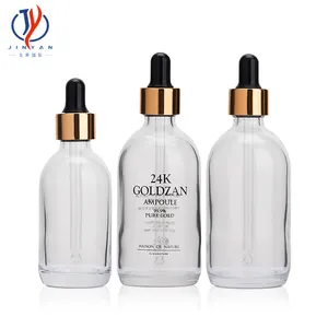 Campione gratuito stampa personalizzata 2OZ 60ml 100ml Essence Hair Oil 24k Lucent Glass Dropper Bottle bottiglie vuote per l'imballaggio di cosmetici