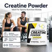 Créatine monohydrate en poudre, marque privée OEM/ODM, soutien musculaire, formule végétalienne personnalisée, complément nutritionnel sportif