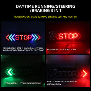 Luz <span class=keywords><strong>de</strong></span> Freno para Motocicleta, Luz Trasera LED RGB Impermeable, Intermitentes, Luz <span class=keywords><strong>de</strong></span> Matrícula, Luz <span class=keywords><strong>de</strong></span> Circulación Diurna, Luz Trasera <span class=keywords><strong>de</strong></span> Giro y Freno - Product Image 2