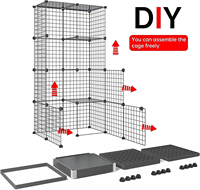 Cage à chat modulaire en fil métallique DIY, grande clôture pour animaux de compagnie avec étagères et échelle, villa pour chat personnalisable pour la décoration intérieure