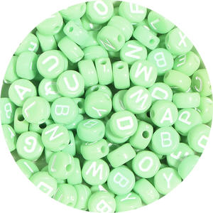 Design innovant couleur acrylique fond lettres blanches plat rond perles en vrac bricolage perlé matériaux faits à la main - Product Image 5