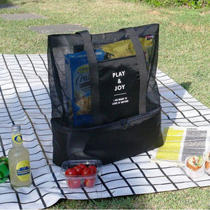 Sac de plage en maille personnalisé, fourre-tout avec 6 canettes isolées, sacs à vin plus frais, capacité de <span class=keywords><strong>21l</strong></span>, épicerie surdimensionnée, imperméable pour pique-nique - Product Image 3