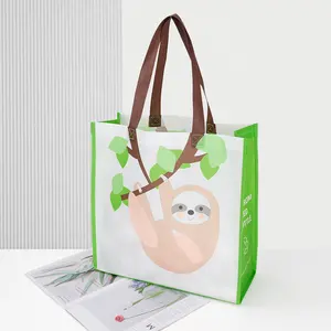 OEM/ODM 80gsm RPET drogheria riciclata ECO friendly riutilizzabile personalizzato non tessuto borsa di spedizione con logo personalizzato