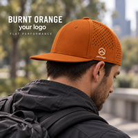 Casquettes de baseball personnalisées en similicuir orange, découpées au laser, respirantes, à visière plate, avec logo, boîte cadeau, vente en gros, OEM, ODM, streetwear