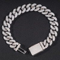 SICGEM Dây Chuyền Mắt Xích Cuba Miami Moissanite Bằng Thép Không Gỉ Màu Vàng Bạc 925