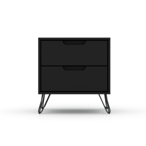 Nightstand In Black With Two <b>Drawers</b> Modern Minimalist Design <b>For</b> Bedroom <b>Storage</b> - Product Image 1