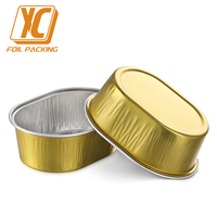 XiangCheng Y24 68ml Moule à pain miniature en aluminium jetable et récipients ovales en aluminium avec couvercle en plastique, résistant au four, qualité alimentaire