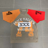 T-shirts surdimensionnés personnalisés, impression DTG, logo, 100% coton, couleur contrastée, t-shirt pour homme, effet délavé, patchwork