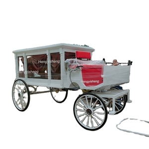 Carruaje de caballos funerario eléctrico blanco adornado Transporte especial a la venta Coche fúnebre tirado por caballos - Product Image 5