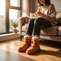 Bottes d'hiver pour femmes en cuir suédé véritable, doublées de laine véritable, chaudes, vente en gros d'usine