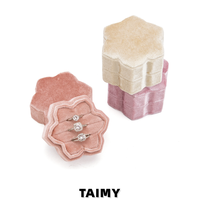 Boîte à bagues en velours en forme de cristal de glace avec logo personnalisé, vente en gros, emballage de bijoux de luxe pour mariage, boîte cadeau, étui de rangement pour bague de fiançailles