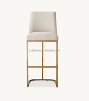 Tabouret de bar et de comptoir en tissu sans accoudoirs à dossier incurvé Emery, mobilier d'intérieur pour salon