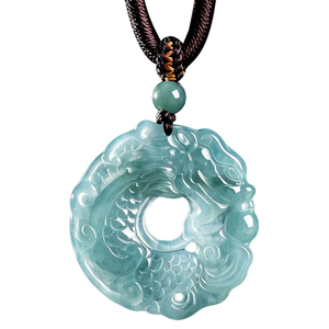 Auténtico Colgante de Jade Natural Azul Agua Dulce con Diseño de Pez, Jadeíta de Grano Liso, de Alta Gama para Hombre, Estilo Hiphop, Certificado NGTC - Product Image 5
