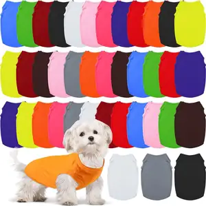 Roupas em branco Verão Macio Respirável Plain Puppy Dog Camisas Roupas Traje para Small Medium Large Dog Pet