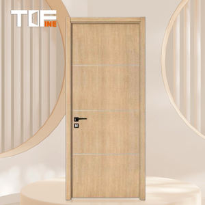 Moderno francés MDF PVC 8 pies oculto precolgado acero aluminio vidrio Interior secreto puertas de madera para casas con marcos - Product Image 2