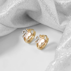 Boucles d'oreilles créoles IPMIN en cuivre, design plume superposé tricolore pour un style moderne - Product Image 6