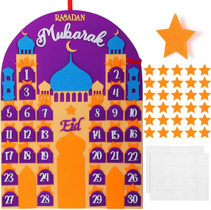Factory Wholesale <strong>2022</strong> Ramadan <strong>Advent</strong> <strong>Calendar</strong> Eid <strong>Calendar</strong> Countdown <strong>Calendar</strong> Eid Mubarak Hanging Felt for <strong>Kids</strong> Eid Gifts - Product Image 1