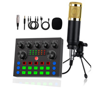 Tarjeta de Sonido V8S para Transmisión en Vivo en Inglés, Set BM800 con Cubierta de PVC, Conector XLR, Kit Completo para Podcasting con Teléfono Móvil, Transfronterizo