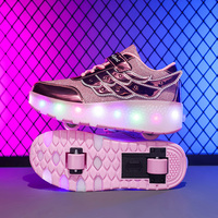 Chaussures de sport LED tendance avec roulettes pour enfants, baskets à roulettes confortables pour l'école, chaussures à roulettes pour enfants