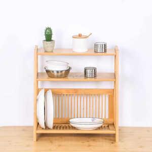 Estante organizador de bambú de <span class=keywords><strong>3</strong></span> <span class=keywords><strong>niveles</strong></span> personalizado para cocina, escurreplatos único sobre el fregadero para platos y cuencos - Product Image 3