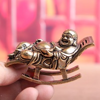 1 pièce Ornement Bouddha Maitreya en laiton, Décoration créative pour la maison et le bureau, Xiaoyao Maitreya Bouddha, Petites créations artisanales en bronze