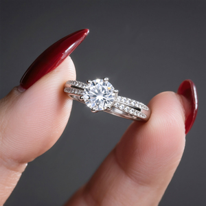 Anello di Fidanzamento in Moissanite 1CT VVS1, Argento Sterling 925 Placcato Oro 14K, Fede Nuziale Certificata GRA, Gioielli Personalizzati per Donne - Product Image 5