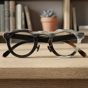 Monturas de Gafas Ópticas de Cuerno de Búfalo Ecológicas Hechas a Mano con Forma Irregular y Diseño Moderno DIY para Coleccionables de Arte - Product Image 6