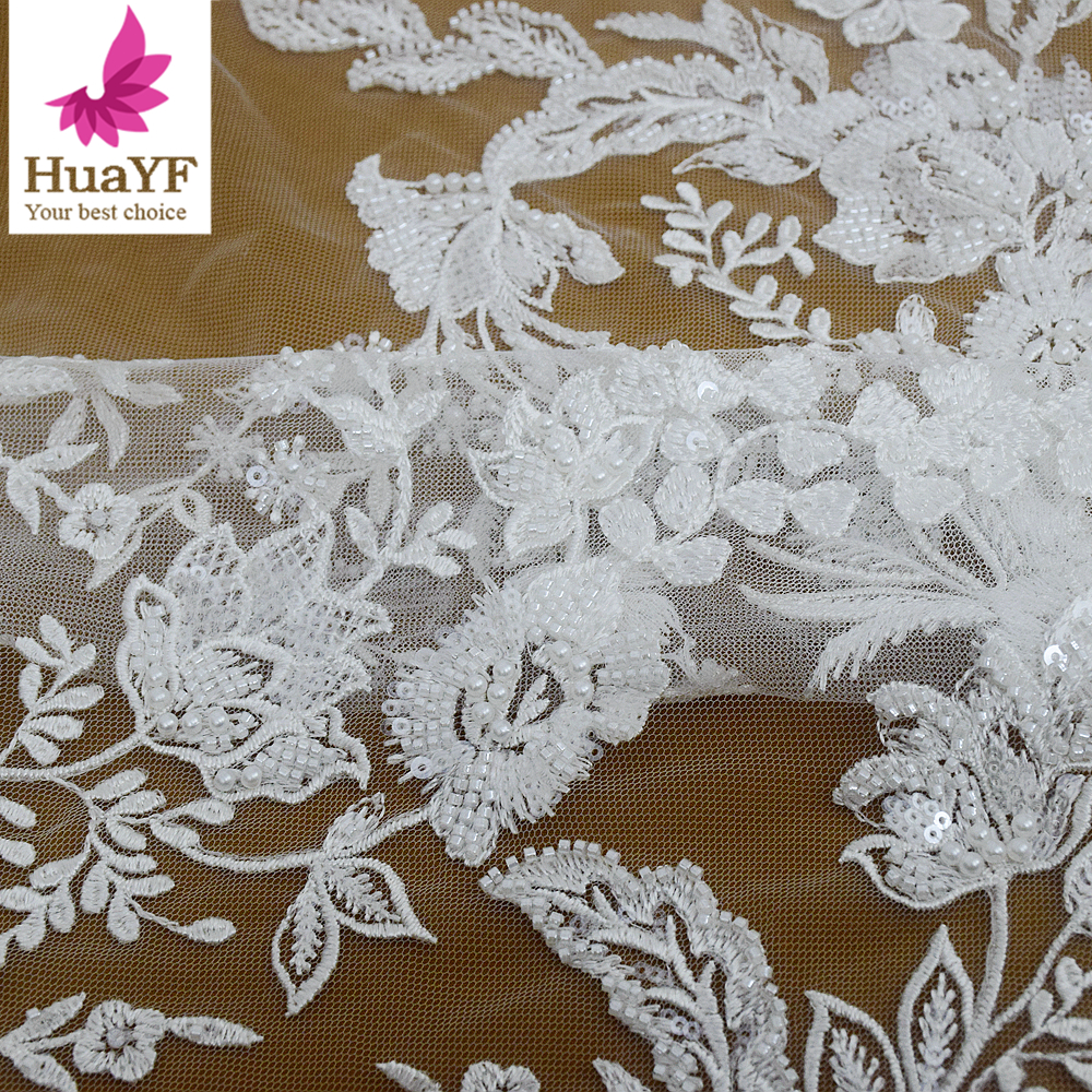 HY2681 White French Laces Sequins Beaded Bridal Wholesale Price Women  Wedding Dress Fabric| Alibaba.com