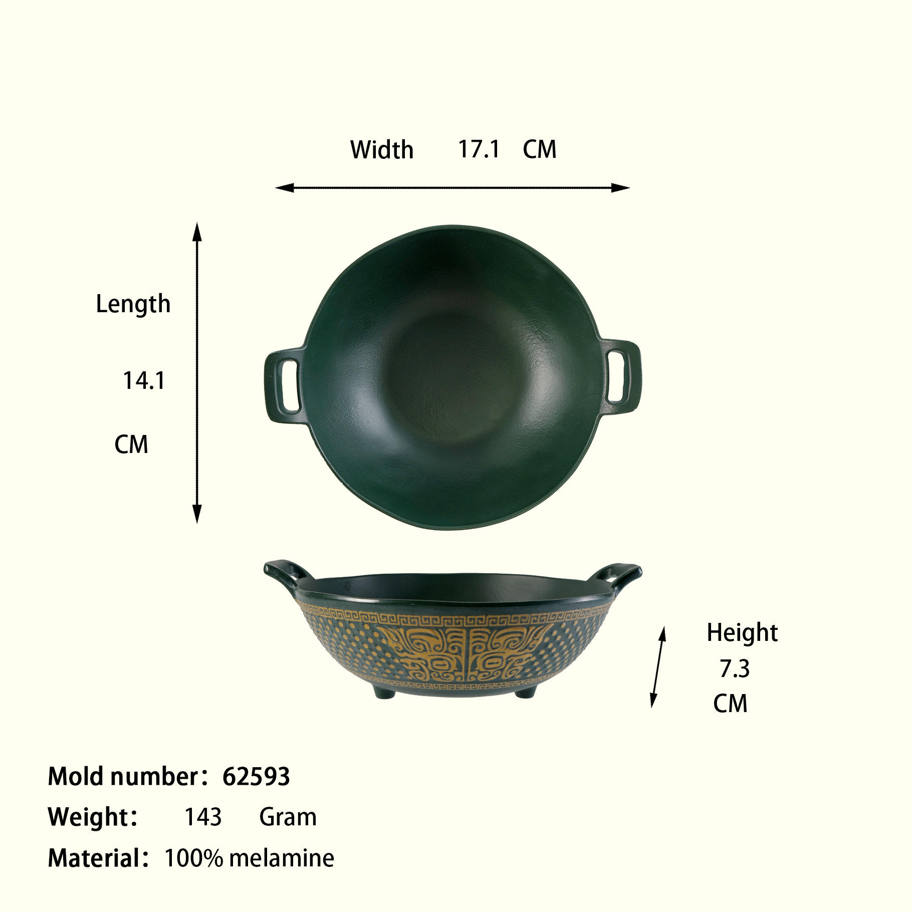 Perforated handle relief deep soup pot green