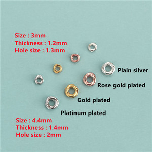 ลูกปัดเงินแท้ S925 ชุบทอง ทรงกลม ถักเกลียว สำหรับทำเครื่องประดับ - Product Image 2