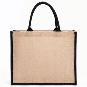 Bolsa de Yute Personalizada con Logotipo, Ecológica, para Regalos Publicitarios, con Costuras de Color, Bolsa de Compras de Yute en Blanco - Product Image 4