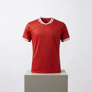 Camiseta de Fútbol Personalizada Vintage con Cuello en V, 100% Poliéster, Secado Rápido, Manga Corta, Transpirable, Ropa Deportiva de Verano para Hombres Adultos, Logotipo Personalizado - Product Image 1