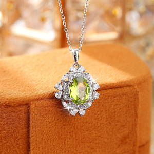 Collar de 9 Piedras Naturales con Corte Ovalado de 8*10mm, Estilo Vintage, Plata de Ley 925, Antideslustre, Venta al Por Mayor para Mujeres - Product Image 5