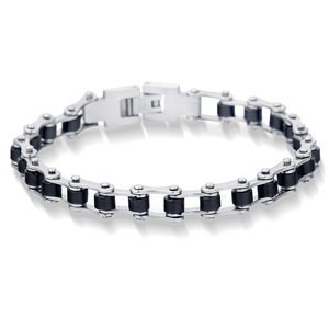 Pulsera de Cadena de Bicicleta para Hombre, Diseño Geométrico de Tornillo, en Silicona Negra y Acero de Titanio, Joyería de Moda - Product Image 5