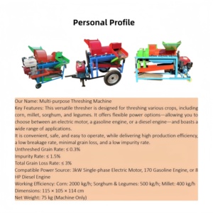 เครื่องสีข้าวโพดแบบรวมหลายฟังก์ชั่น สำหรับข้าวโพด ข้าวฟ่าง ข้าวฟ่างเล็ก ถั่วเหลือง ใช้เครื่องยนต์เบนซิน - Product Image 2