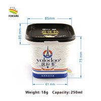 Récipients en plastique OEM de 250ml avec couvercles Gobelets en plastique PP de 8.5oz pour yaourt Emballage IML personnalisé Récipient pour crème glacée