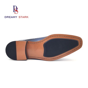 Chaussures habillées en cuir à lacets, couleur bleu profond, avec broderie brocart, pour un style raffiné et élégant. - Product Image 5